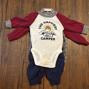 NWT The Happiest Camper Baby Onesie and Pants Set